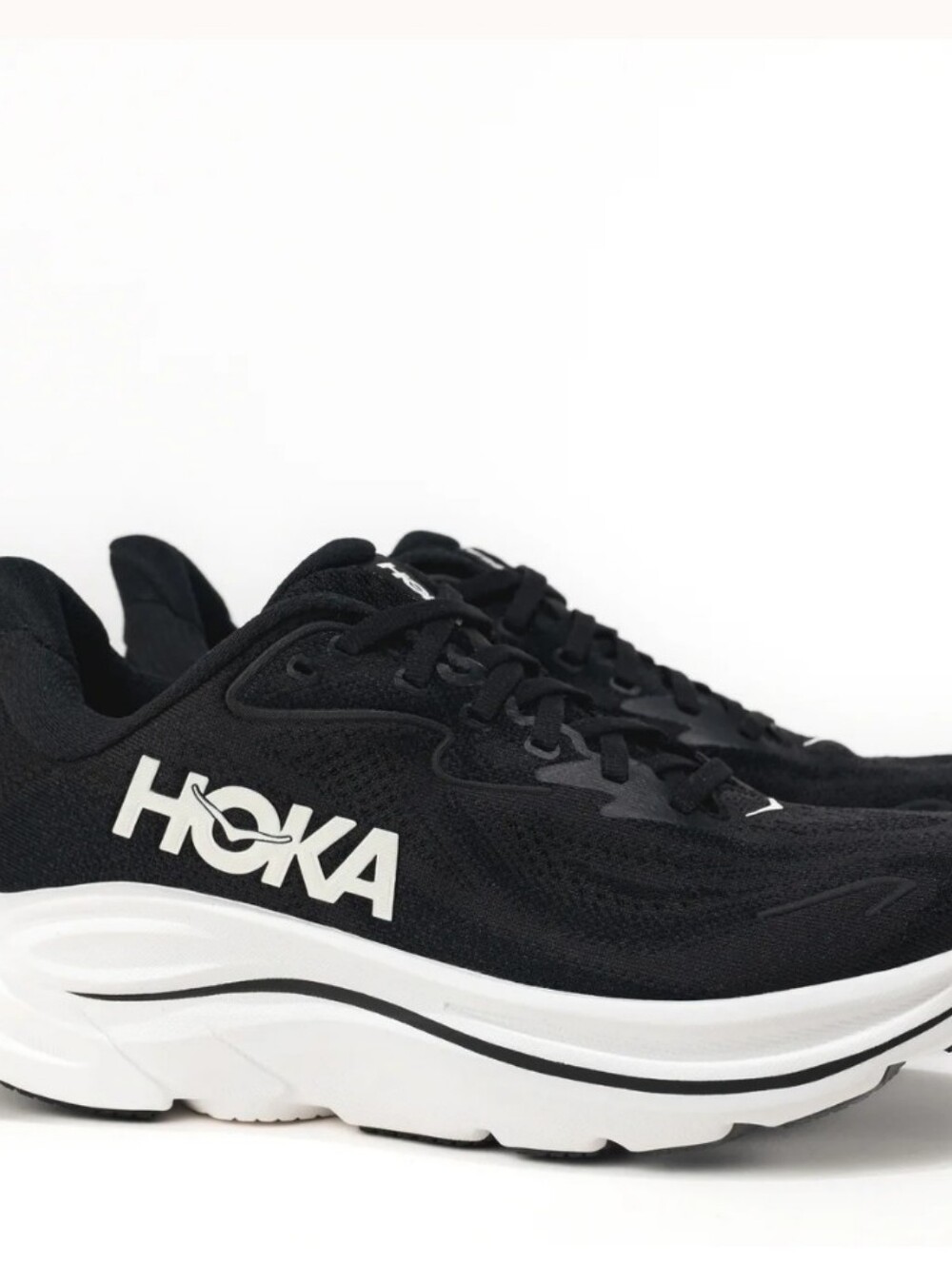 Hoka Clifton 10 Men’s Running Shoes — Black/White